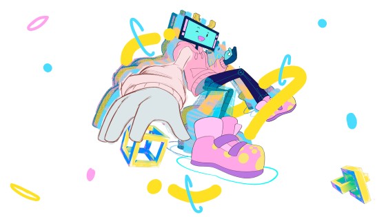 Ilustración del evento Anímate 2025 en la Universidad San Francisco de Quito, mostrando un personaje en proceso de animación.