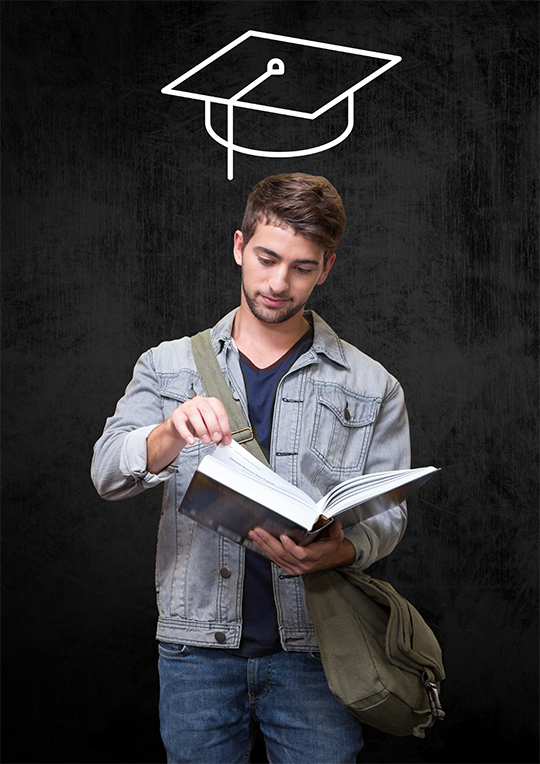 Joven leyendo concentrado, representando el aprendizaje.