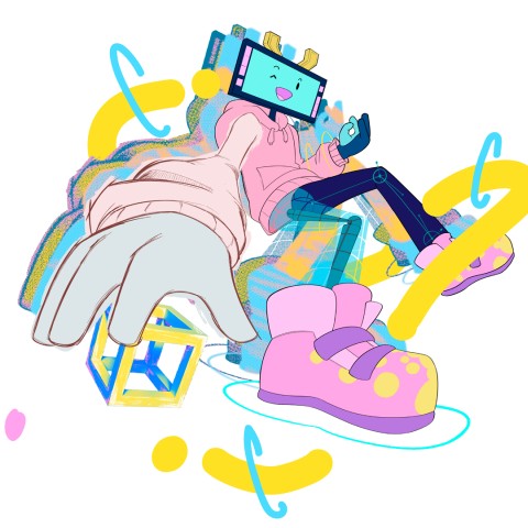 Ilustración del evento Anímate 2025 en la Universidad San Francisco de Quito, mostrando un personaje en proceso de animación.